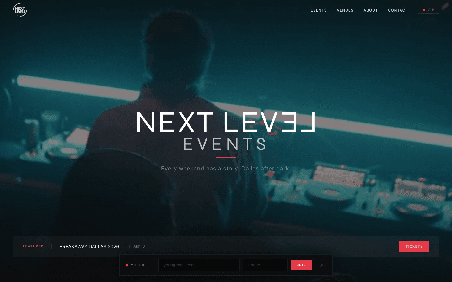 Next Level Events screenshot